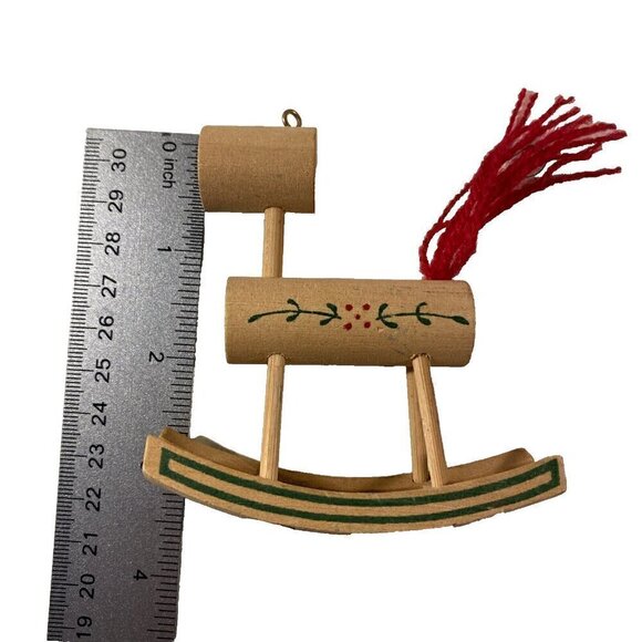 Vintage American Greetings 1985 Wood Rocking Horse Tree Ornaments Set of 5 - Picture 6 of 7